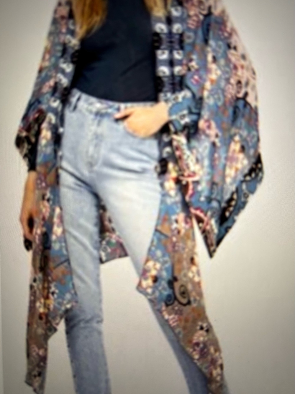 Coachella Free People Little Wing Bohemian Paisley Sheer Kimono Wrap S M L OS